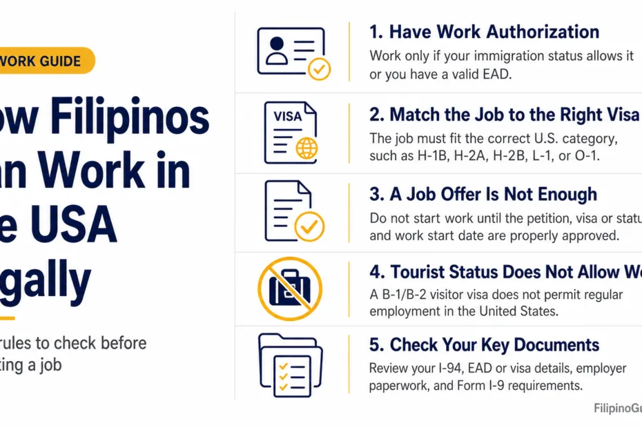 Filipinos seeking to work legally in the USA can find helpful steps and tips for a smooth employment process.