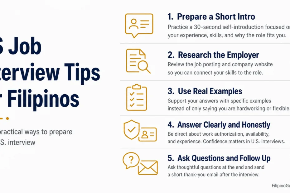 Filipino job seekers in the US get interview tips to succeed in American workplaces.