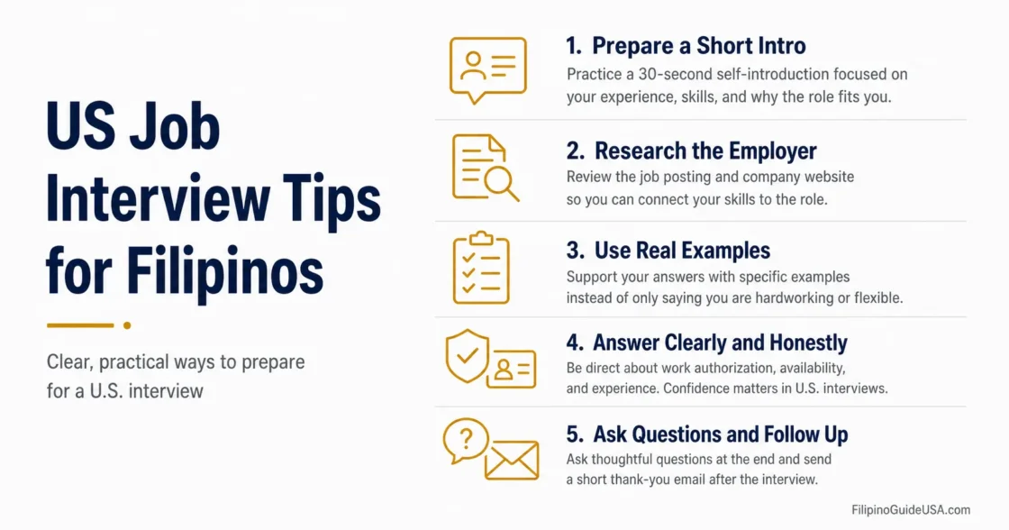 Filipino job seekers in the US get interview tips to succeed in American workplaces.