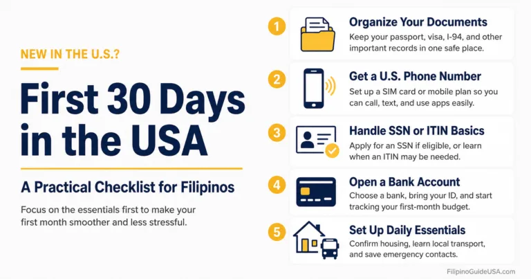First 30 Days in the USA for Filipinos: Practical Checklist
