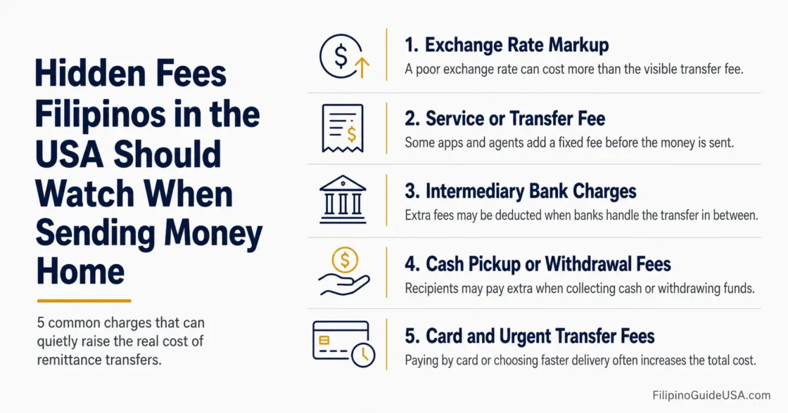 Filipinos in the USA should watch out for hidden fees when sending money home to the Philippines.