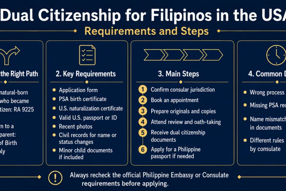 Filipinos in the USA can pursue dual citizenship by meeting specific requirements and following simple steps.