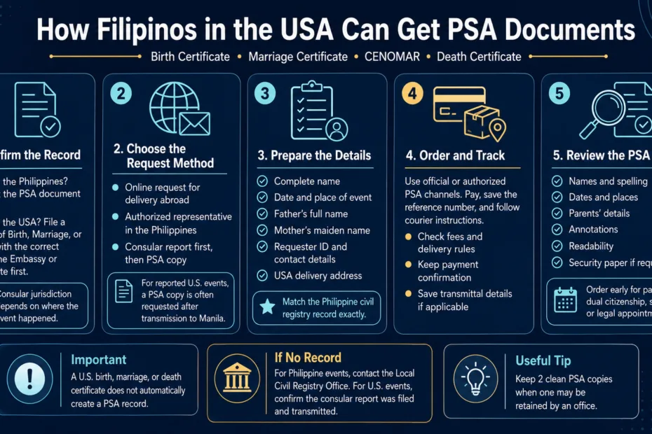 Filipinos in the USA can easily obtain PSA documents with this simple guide for document preparation and submission.