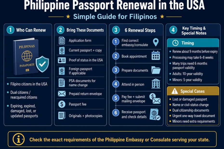 Filipino communities in the USA can easily renew their Philippine passports through straightforward steps and designated agencies.