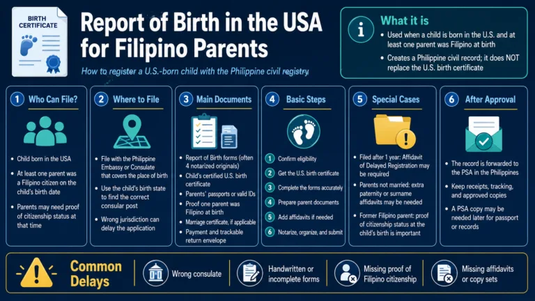 Report of Birth in the USA for Filipino Parents