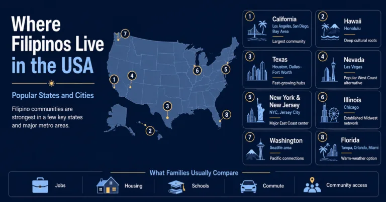 Where Filipinos Live in the USA: Popular States and Cities